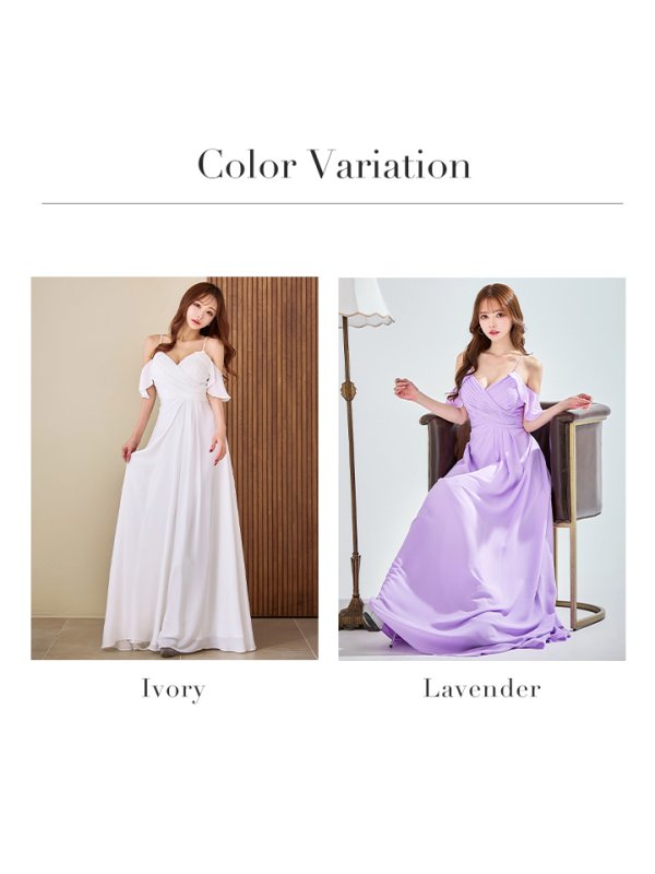 画像49: Lサイズあり【UNA VALERIE / ウナヴァレリェ】シンプル/ ワンカラー/ タック/ オフショル/ キャミソール/ フレア/ Aライン/ ロングドレス/ キャバドレス[OF05] (49)