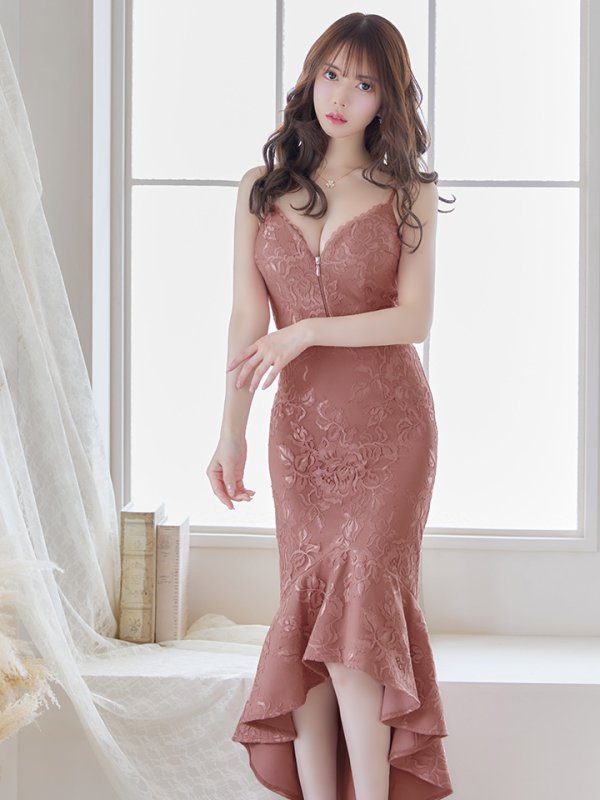 画像24: 【Andy GLAMOROUS/アンディグラマラス】マーメイド/ フリルデザイン/ 総レース/ フロントジップ/ テールカット/ ミディアムドレス/ キャバドレス[OF05] (24)