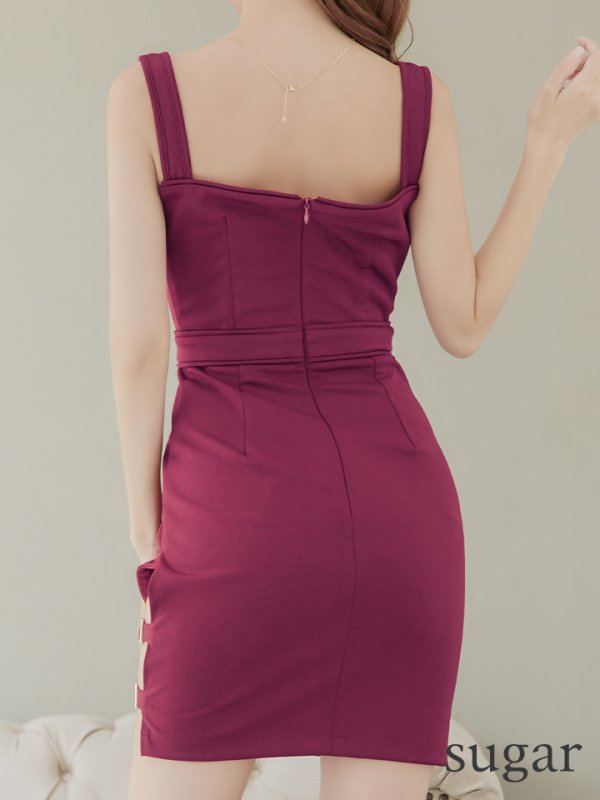 画像9: XSサイズあり【Andy GLAMOROUS/アンディグラマラス】ワンカラー/ ショルダーバックル/ ノースリーブ/ カットアウト/ タイト/ セクシー/ ミニドレス/ キャバドレス[OF05] (9)