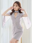 画像30: 【GLAMOROUS ANDY Fashion Press 13 COLLECTION 02】襟付き/ ハイネック/ シフォンスリーブ/ フロントジップ/ ワンカラー/ ベルトデザイン/ タイト/ ミニドレス/ キャバドレス[OF05] (30)