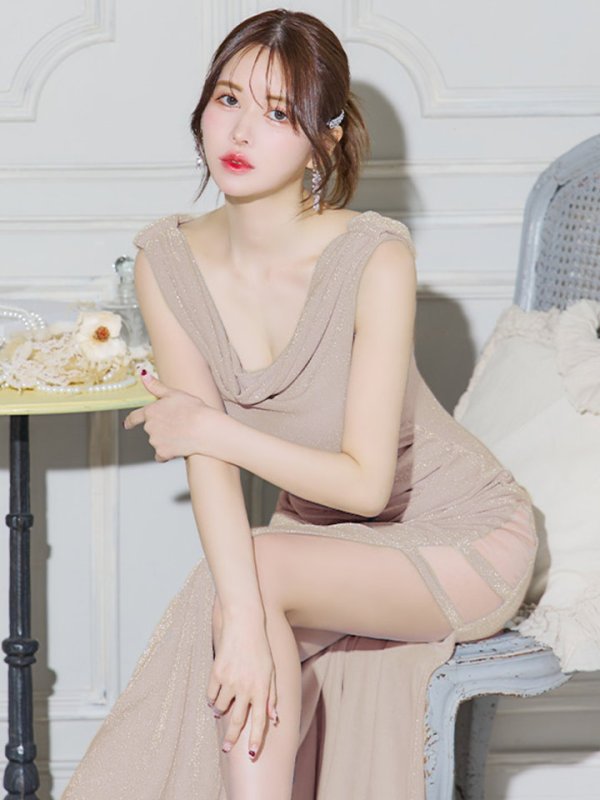 画像27: 【Andy GLAMOROUS/アンディグラマラス】ラメ/ ドレープ/ ウエストタック/ シアー/ スリット/ タイト/ ロングドレス/ キャバドレス long[OF05] (27)