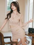 画像33: XSサイズあり【Andy GLAMOROUS/アンディグラマラス】襟付き/ ハイネック/ シフォンスリーブ/ フロントジップ/ セットアップ/ タイト/ ミニドレス/ キャバドレス[OF05] (33)