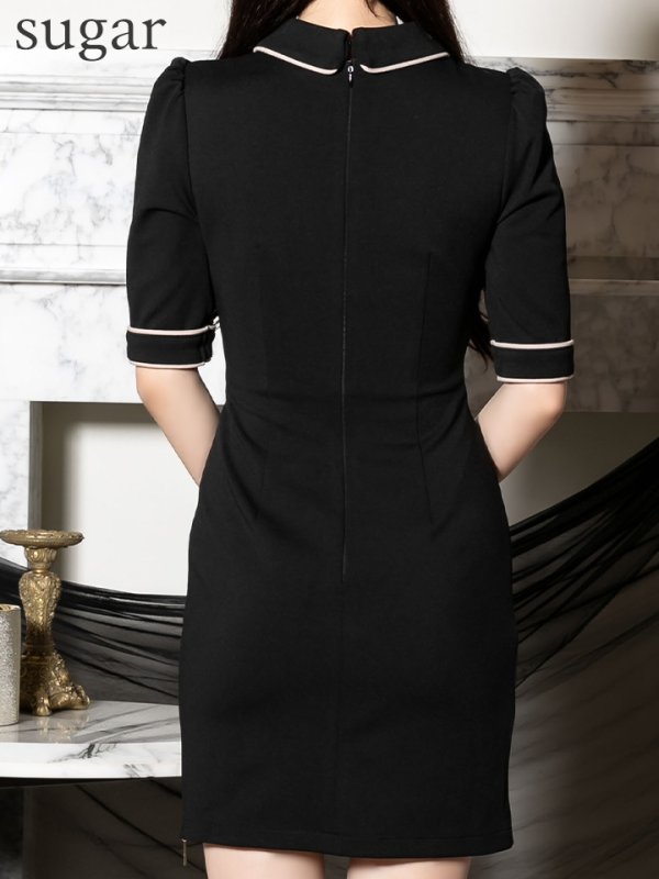 画像9: XSサイズあり【Andy GLAMOROUS/アンディグラマラス】フロントジップ/ 襟付き/ 半袖/ 袖あり/ カットアウト/ タイト/ ミニドレス/ キャバドレス[OF05] (9)