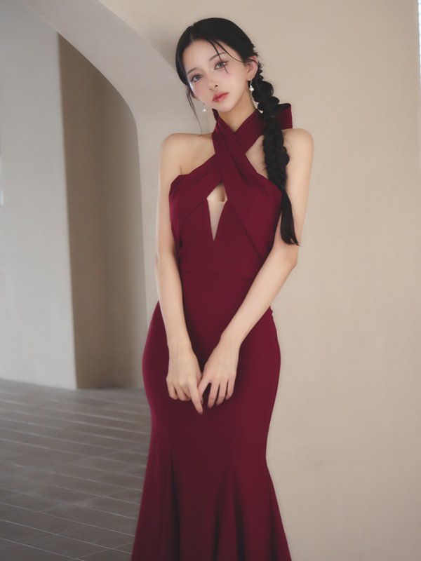 ワインレッド モデル：まおちゃる　身長：158cm　着用サイズ：Sサイズ