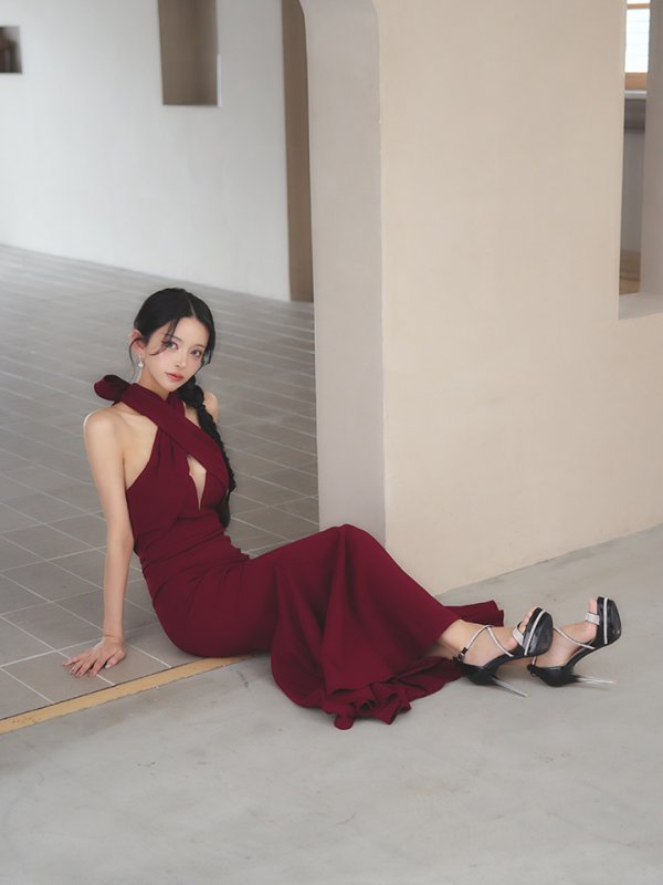 ワインレッド モデル：まおちゃる　身長：158cm　着用サイズ：Sサイズ