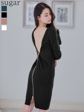 Veautt バストビジューバックオープンファスナーミディ Veautt バストビジューバックオープンファスナーミディ Brand Dress