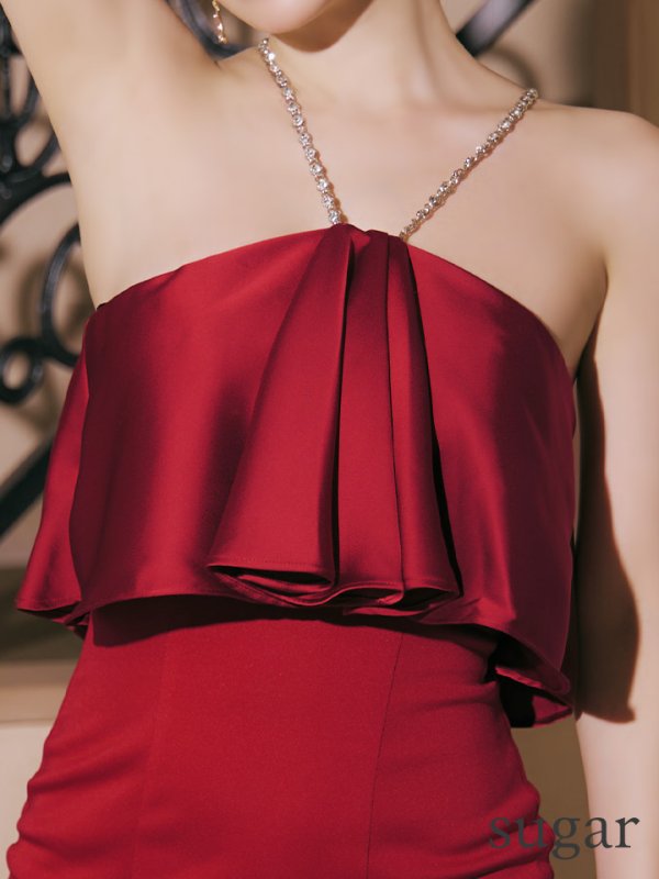 画像10: 人気商品新色追加【Veautt/ヴュート】【OF05】アッパーフレアデザイン/ ショルダーチェーン/ タイト/ ミディアムドレス/ キャバドレス (10)