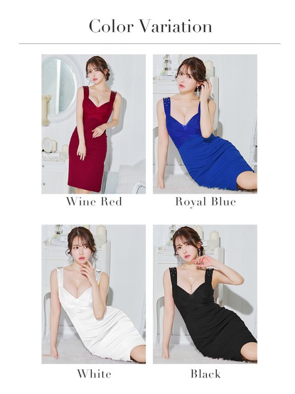 画像14: XSサイズあり【Veautt/ヴュート】【OF05】ノースリーブ/ ビジュー/ サイドファスナー/ ストレッチ/ タイト/ ミディアムドレス/ キャバドレス (14)