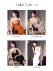 画像30: XSサイズあり【Veautt/ヴュート】【OF05】ショルダーデザインビジュー/ バストカット/ ウエストタック/ ミディアムドレス/ キャバドレス (30)