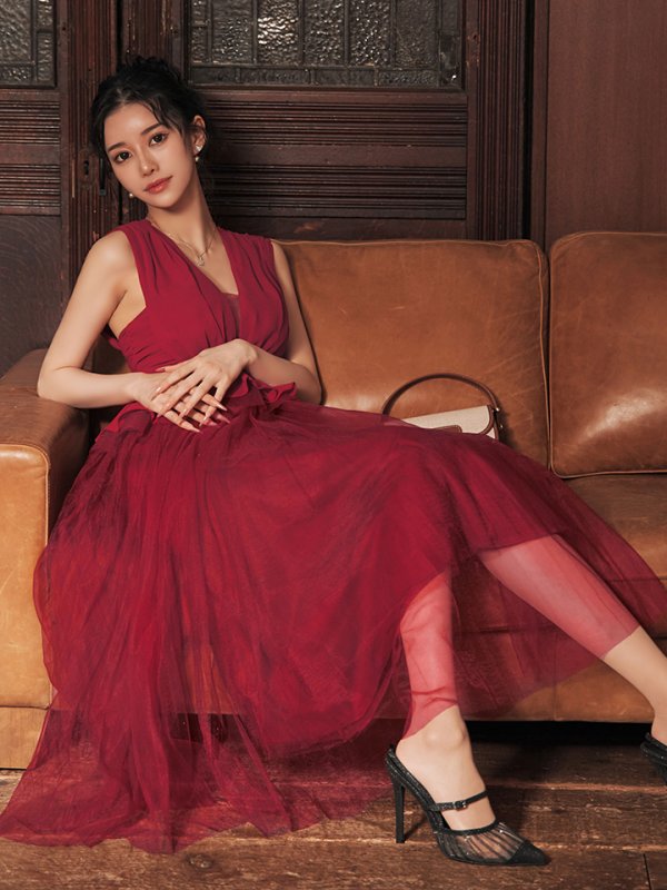 ワインレッド　モデル：ゆりお　身長：165cm　着用サイズ：Sサイズ