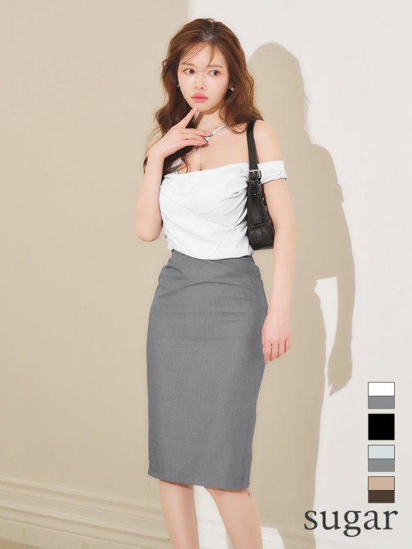 ホワイト×グレー　モデル：ゆめ　身長：160cm　着用サイズ：Sサイズ