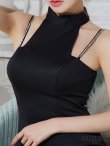 画像17: XSサイズあり【Veautt/ヴュート】【OF05】アメリカンスリーブ/ ヘムシースルーメッシュ/ ワンカラー/ ストレッチ/ タイト/ ミディアムドレス/ キャバドレス (17)
