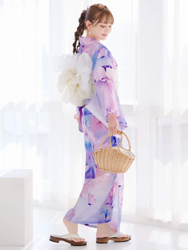 画像34: 【即日発送】パステル水彩フラワーアンニュイ浴衣【浴衣３点セット 浴衣/帯/下駄】[YMT] (34)