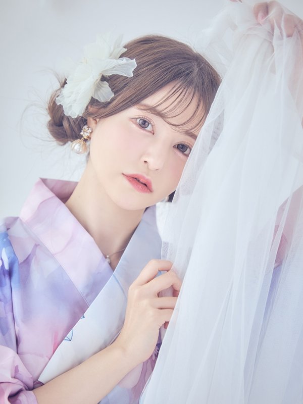 画像6: 【即日発送】パステル水彩フラワーアンニュイ浴衣【浴衣３点セット 浴衣/帯/下駄】[YMT] (6)