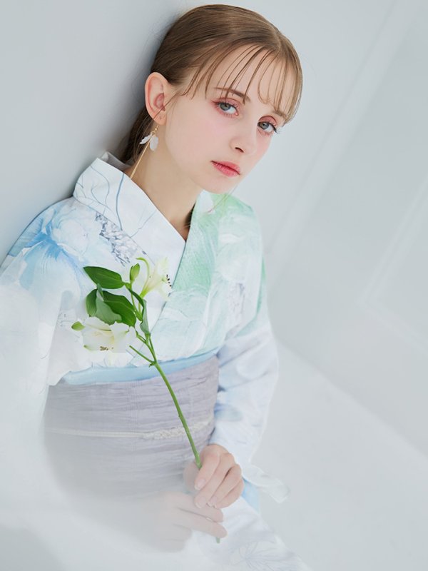 画像22: 【即日発送】【浴衣セール！】大柄アイシーミントフラワー浴衣【浴衣３点セット 浴衣/帯/下駄】[YMT] (22)