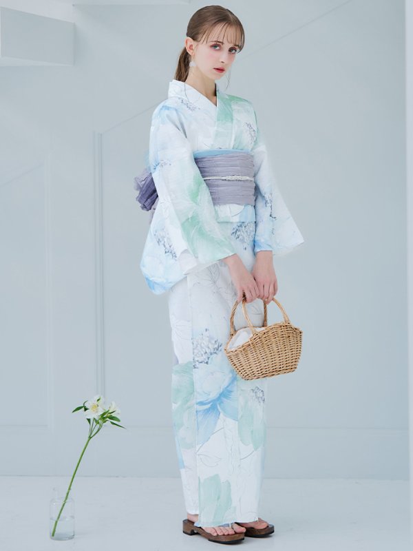 画像29: 【即日発送】【浴衣セール！】大柄アイシーミントフラワー浴衣【浴衣３点セット 浴衣/帯/下駄】[YMT] (29)