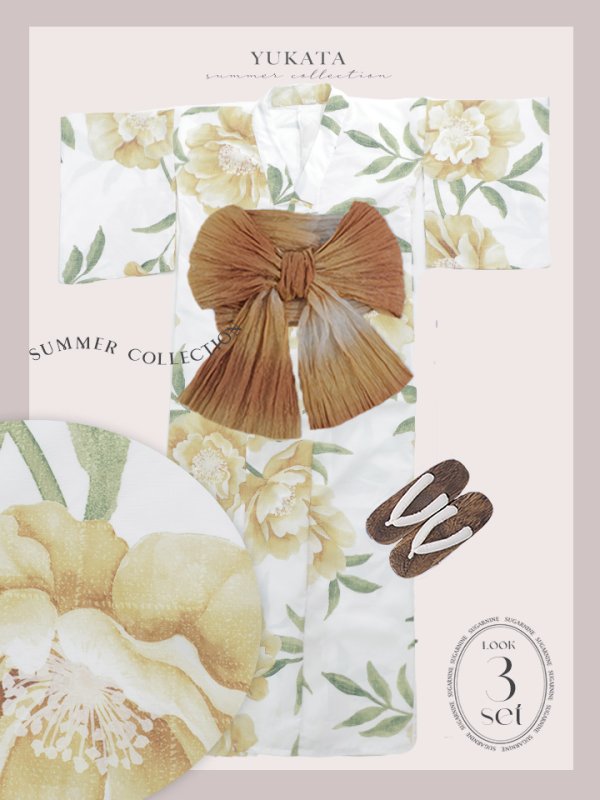 画像42: 大正ロマン×和モダン水彩牡丹浴衣【浴衣３点セット 浴衣/帯/下駄】[YMT] (42)