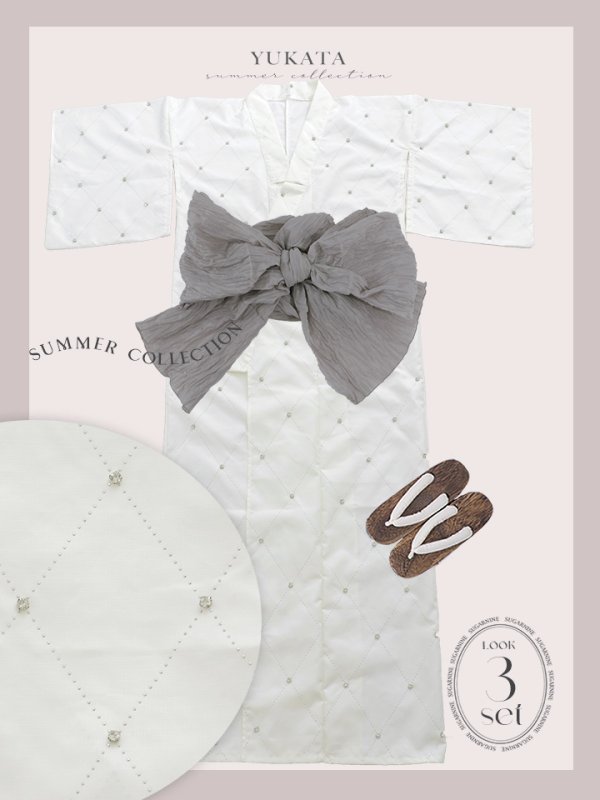 画像44: 【即日発送】アーガイルビジュー浴衣 【浴衣３点セット 浴衣/帯/下駄】[YMT] (44)