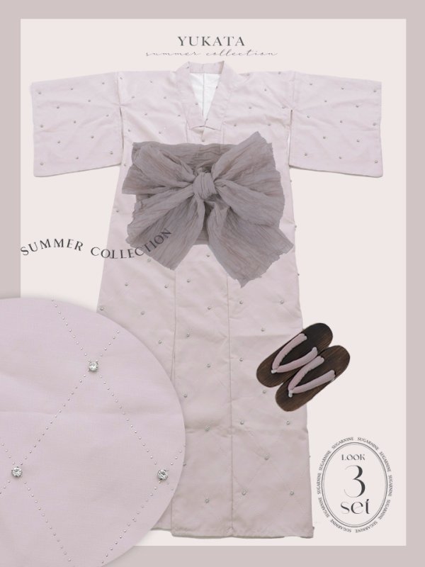 画像35: アーガイルビジュー浴衣【浴衣３点セット 浴衣/帯/下駄】[YMT] (35)