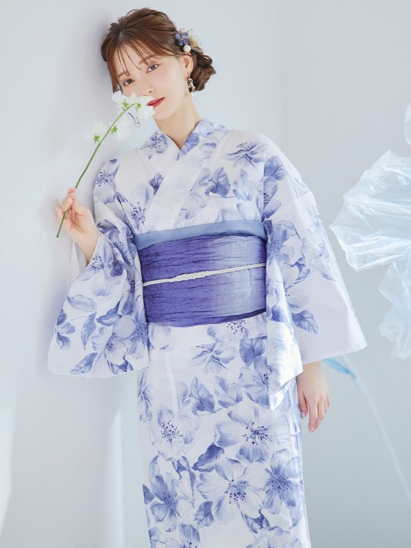 画像41: 【即日発送】モダンフラワー大人エレガント浴衣【浴衣３点セット 浴衣/帯/下駄】[OF04] (41)