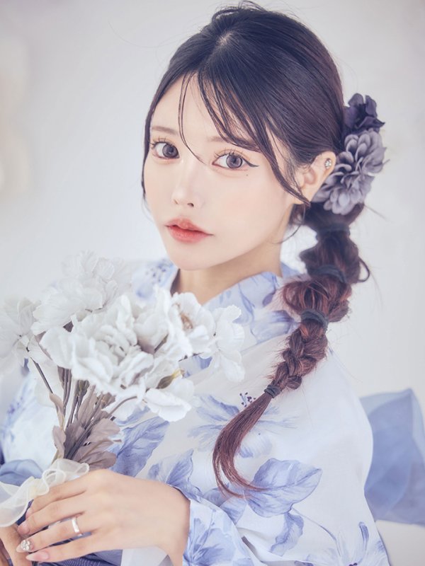 画像5: 【即日発送】モダンフラワー大人エレガント浴衣【浴衣３点セット 浴衣/帯/下駄】[OF04] (5)