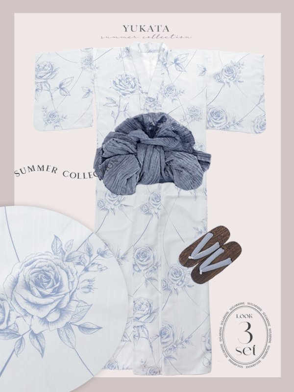 画像22: 【即日発送】【Riuコラボ】ブルーローズ浴衣【浴衣３点セット 浴衣/帯/下駄】[YMT] (22)