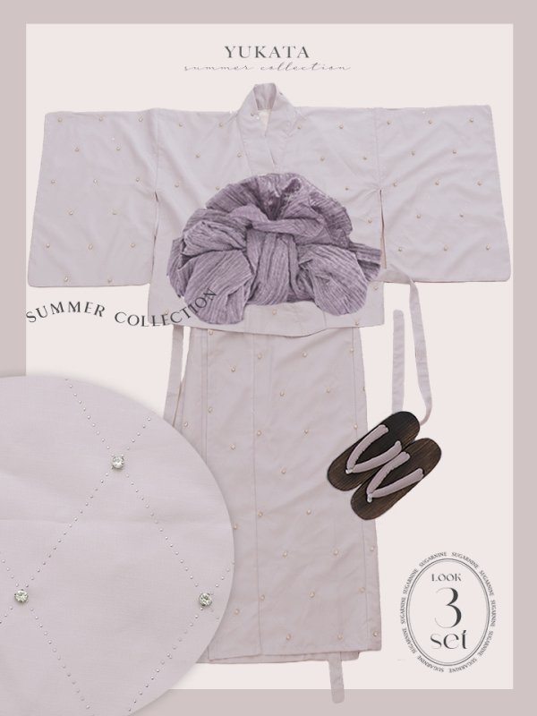 画像49: 【即日発送】セパレートアーガイルビジュー浴衣【浴衣4点セット 浴衣/帯/下駄】[YMT] (49)