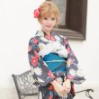 画像3: 【浴衣セール】【即日発送】【浴衣】黒地×花模様浴衣セット（OBI-hira-100-ok-3-BxBL/HIMO-900-yn-6-MI/HEKO-800-sb-5-WH /GETA-02-ok-7-R）[HC02] (3)
