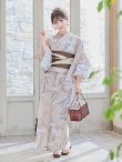 画像4: 【即日発送】ベージュ地×水仙の花浴衣 【浴衣３点セット 浴衣/帯/下駄】[YMT] (4)