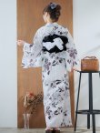 画像19: 【即日発送】ニュアンスモノトーンフラワー浴衣 OBI-siwa-200-kj-1-B / HIMO-900-yn-4-GYxGY / HEKO-800-sb-5-WH / YA-73-kn-GY / GETA-01-kj-3-IV/ [YMT] (19)