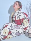 画像1: 【即日発送】レトロモダンフラワー浴衣【浴衣３点セット 浴衣/帯/下駄】[YMT] (1)