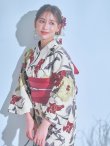 画像11: 【即日発送】レトロモダンフラワー浴衣【浴衣３点セット 浴衣/帯/下駄】[YMT] (11)