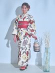 画像4: 【即日発送】レトロモダンフラワー浴衣【浴衣３点セット 浴衣/帯/下駄】[YMT] (4)