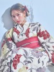 画像7: 【即日発送】レトロモダンフラワー浴衣【浴衣３点セット 浴衣/帯/下駄】[YMT] (7)