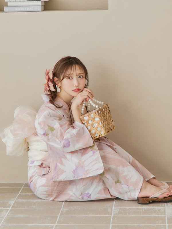 画像13: 【即日発送】大人レトロピンク浴衣【浴衣３点セット 浴衣/帯/下駄】[YMT] (13)