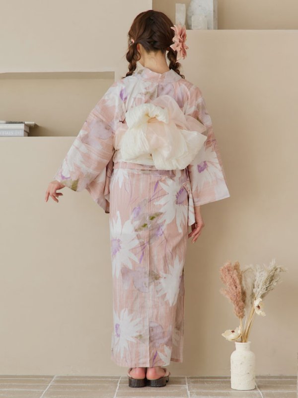 画像17: 【即日発送】大人レトロピンク浴衣【浴衣３点セット 浴衣/帯/下駄】[YMT] (17)