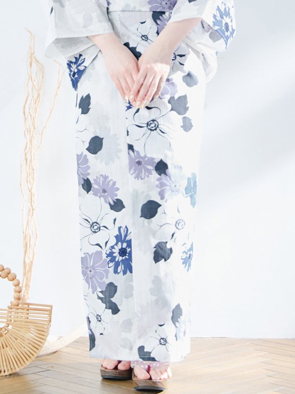 画像18: 【即日発送】パープルフラワー浴衣【浴衣３点セット 浴衣/帯/下駄】[YMT] (18)