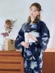 画像12: 【即日発送】ネイビー＆ブルー牡丹浴衣 OBI-siwa-202-ok-5-IV / HIMO-900-yn-5-IV / HEKO-800-sb-5-WH / YA-1025-wk-BL / GETA-02-ok-2-IV [YMT] (12)