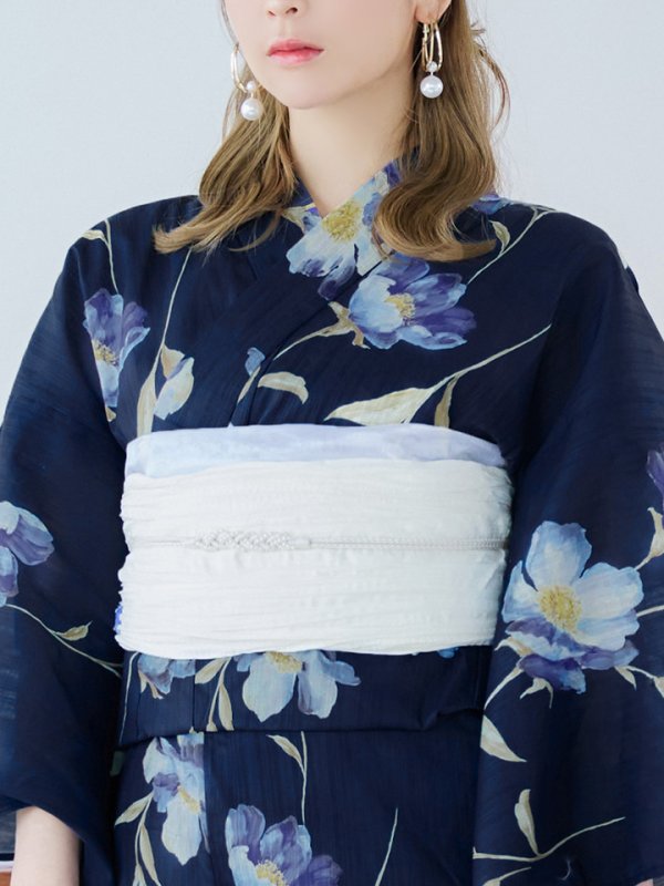 画像18: 【即日発送】ネイビー＆ブルー牡丹浴衣【浴衣３点セット 浴衣/帯/下駄】[YMT] (18)