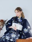 画像6: 【即日発送】ネイビー＆ブルー牡丹浴衣 OBI-siwa-202-ok-5-IV / HIMO-900-yn-5-IV / HEKO-800-sb-5-WH / YA-1025-wk-BL / GETA-02-ok-2-IV [YMT] (6)
