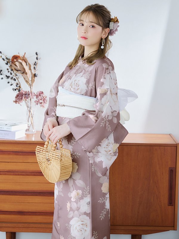 画像13: 【即日発送】ピンクベージュフラワー浴衣【浴衣３点セット 浴衣/帯/下駄】[YMT] (13)