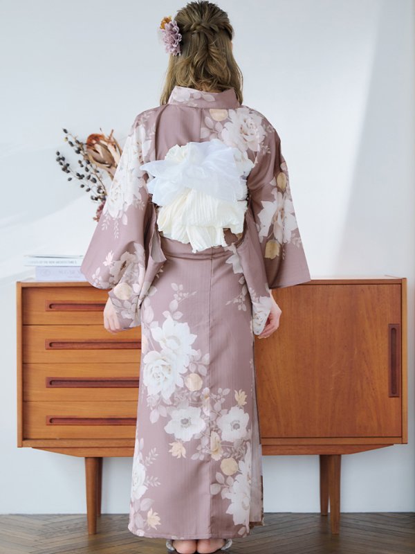 画像16: 【即日発送】ピンクベージュフラワー浴衣【浴衣３点セット 浴衣/帯/下駄】[YMT] (16)
