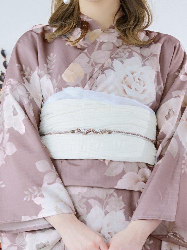 画像17: 【即日発送】ピンクベージュフラワー浴衣【浴衣３点セット 浴衣/帯/下駄】[YMT] (17)