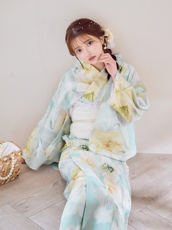 画像13: ニュアンス牡丹ペールトーン浴衣【浴衣３点セット 浴衣/帯/下駄】[YMT] (13)