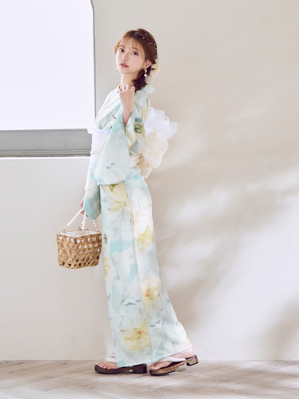 画像8: ニュアンス牡丹ペールトーン浴衣【浴衣３点セット 浴衣/帯/下駄】[YMT] (8)