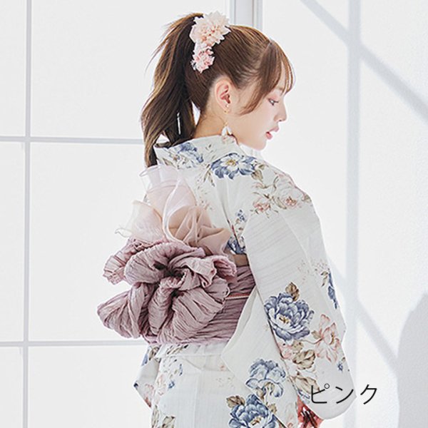 画像4: 【即日発送】【浴衣小物】オーガンジーリボン付きフラワーコサージュ3点セット【2カラー】[YMT] (4)