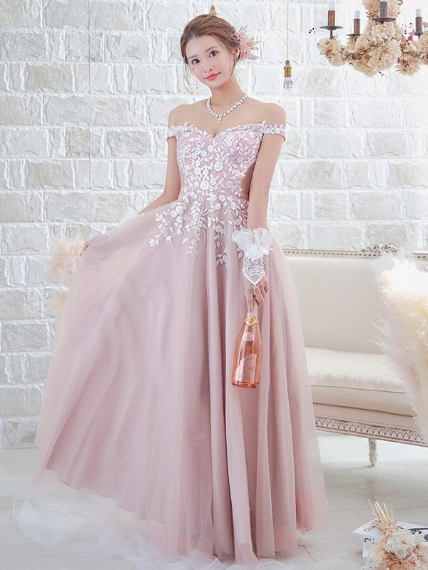 画像8: 【 関西コレクション着用】【Lip line/リップライン】フラワー刺繍/ オフショル/ ラメチュール/ スピンドル/ フレア/ Aライン/ ロングドレス/ キャバドレス long[HC03] (8)