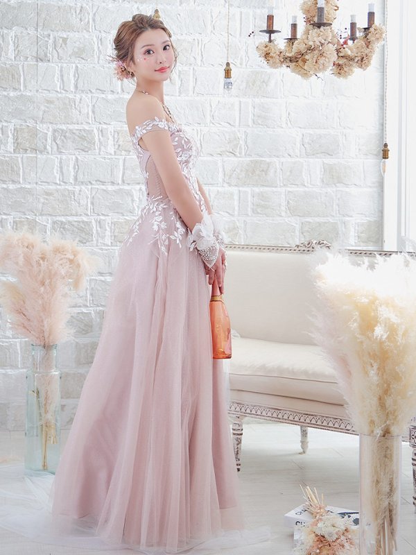 画像12: 【 関西コレクション着用】【Lip line/リップライン】フラワー刺繍/ オフショル/ ラメチュール/ スピンドル/ フレア/ Aライン/ ロングドレス/ キャバドレス long[HC03] (12)