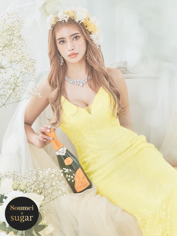 画像2: 【関西コレクション着用】【Lip line/リップライン】スパンコール刺繍/ キャミソール/ チュール/ マーメイド/ ロングドレス/ キャバドレス long[HC03] (2)