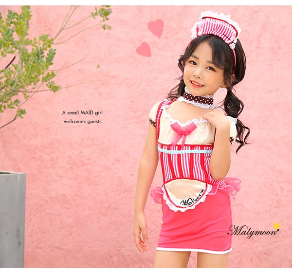 画像6: 【即日発送】アメリカンウェイトレキッズ女の子用（子供衣装ピンク）《ハロウィンコスプレ3点セット》【Malymoon/マリームーン】[HC03] 3540kidsML (6)